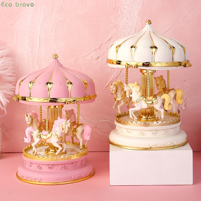 Home Decor Plastic crafts Carousel Cake Decoration Music Box Children's Toys Birthday Cake Ornament Christmas Gifts