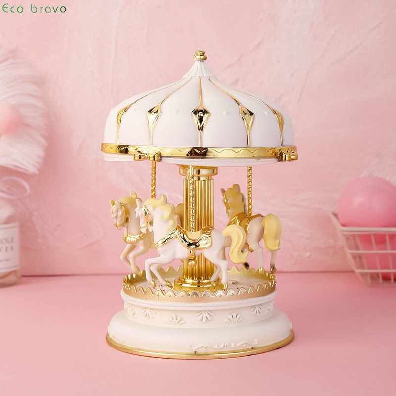 Home Decor Plastic crafts Carousel Cake Decoration Music Box Children's Toys Birthday Cake Ornament Christmas Gifts