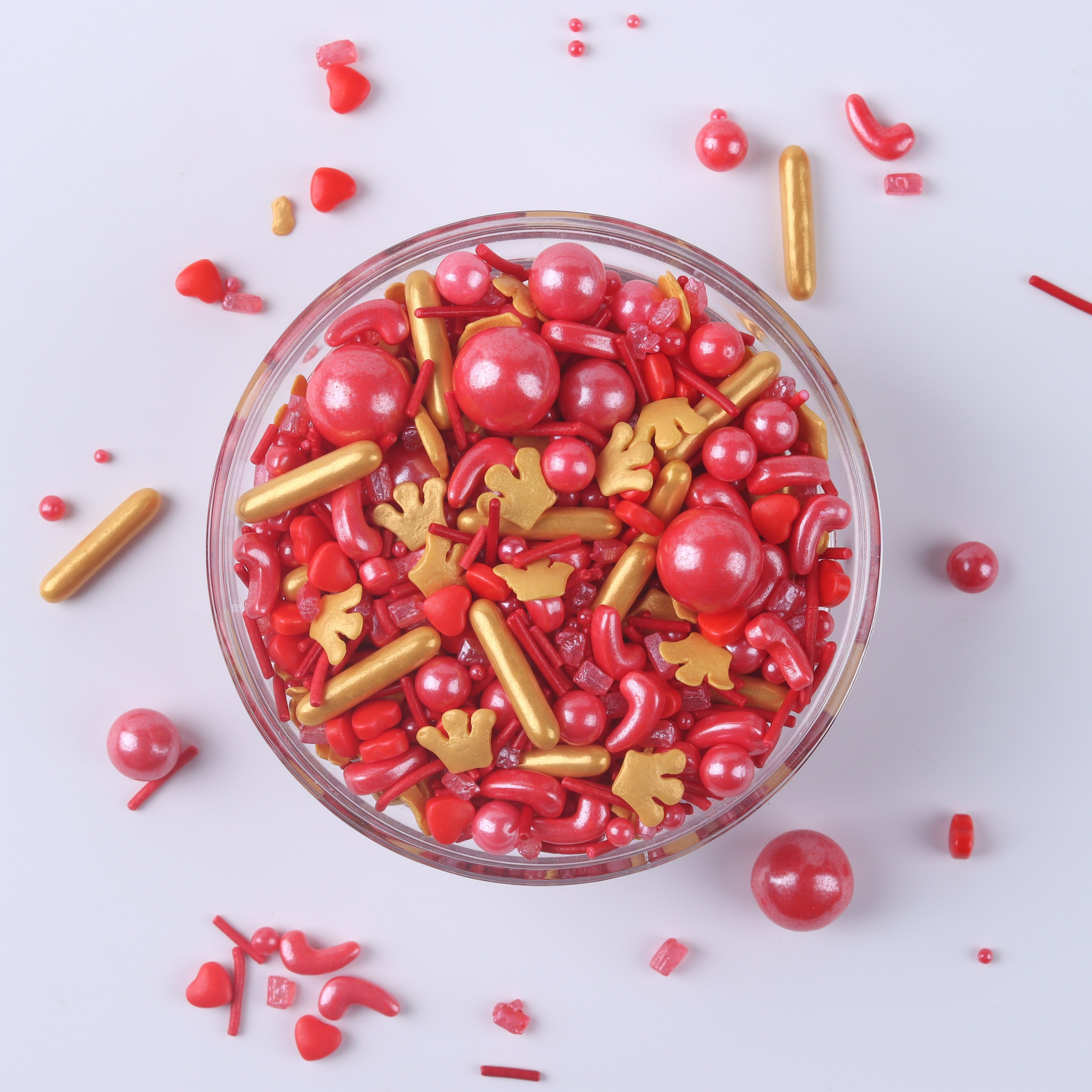 Lovebakery Edible Sugar Star Crown Confetti Cake Decorating Supplies Red Sprinkles Mixes Cake Decorations for Valentines' Cake
