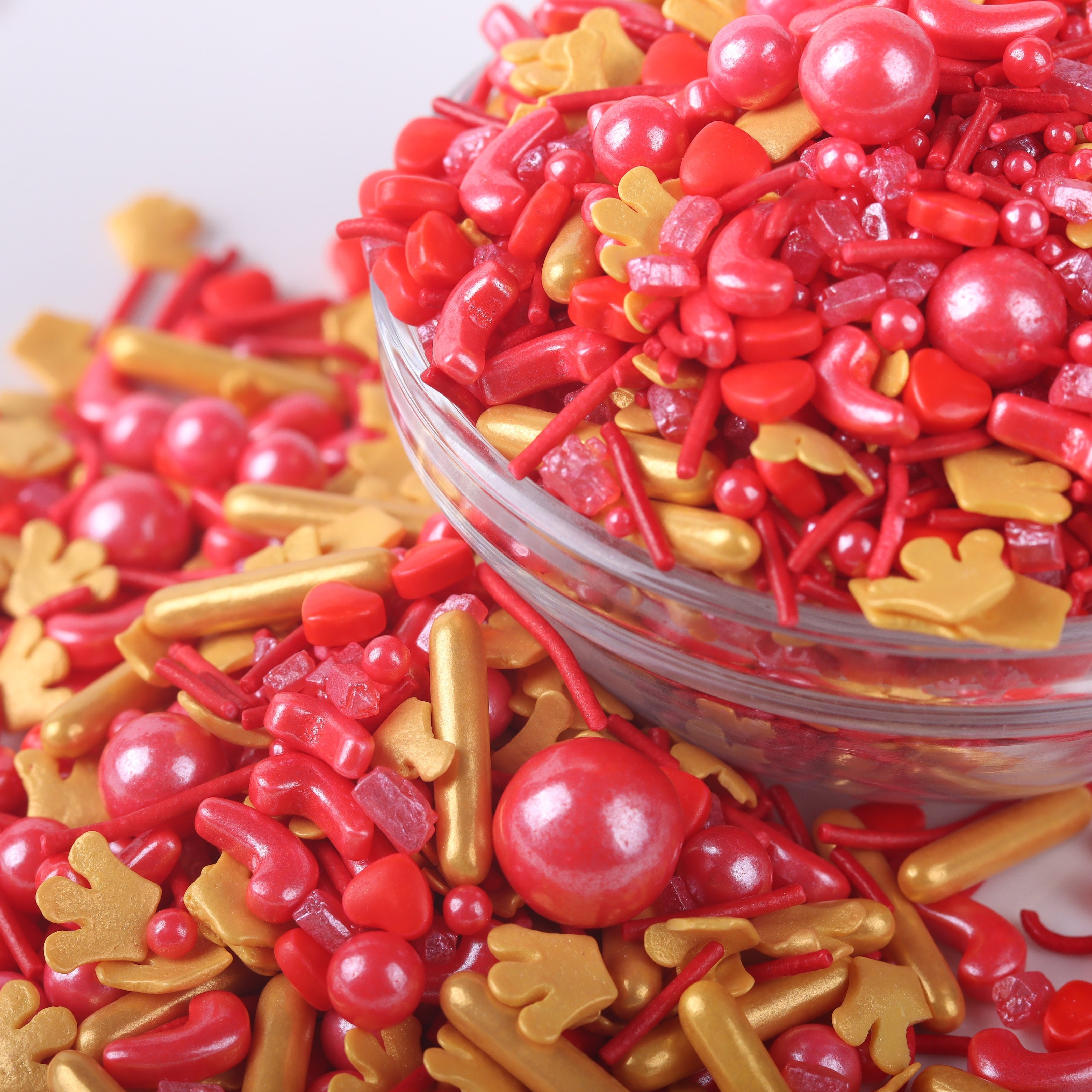 Lovebakery Edible Sugar Star Crown Confetti Cake Decorating Supplies Red Sprinkles Mixes Cake Decorations for Valentines' Cake