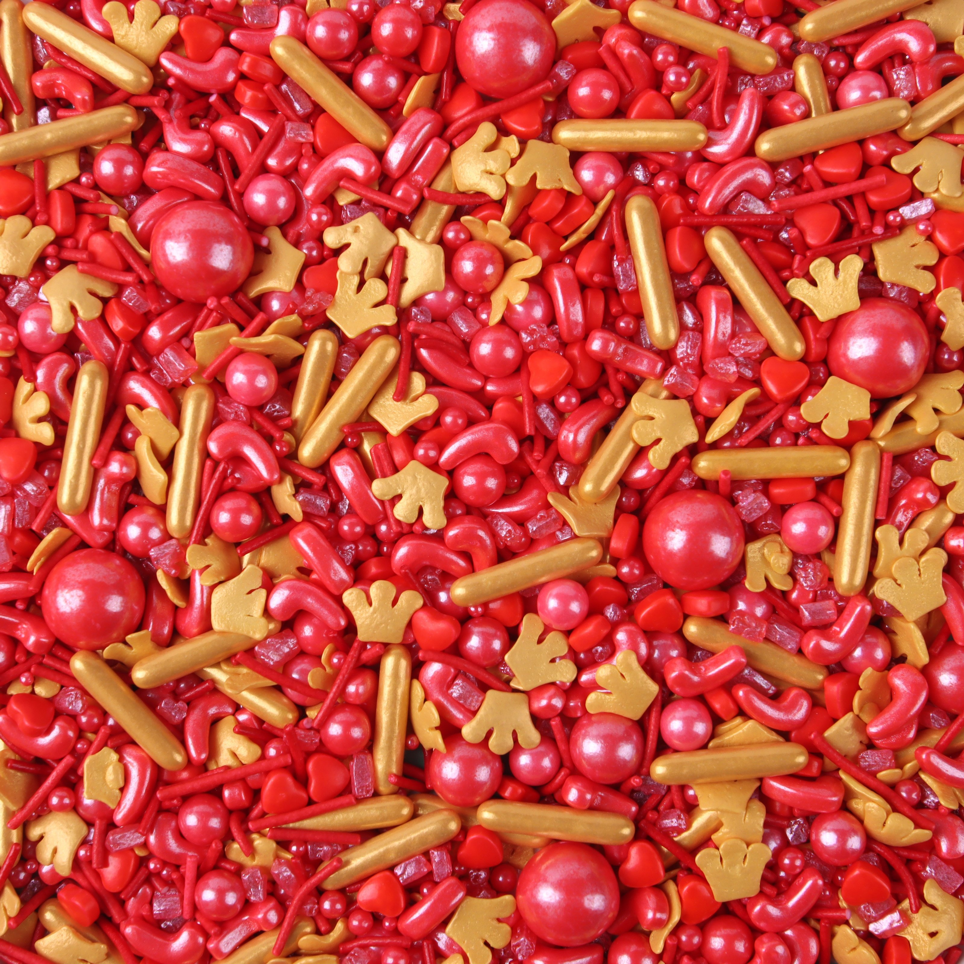 Lovebakery Edible Sugar Star Crown Confetti Cake Decorating Supplies Red Sprinkles Mixes Cake Decorations for Valentines' Cake