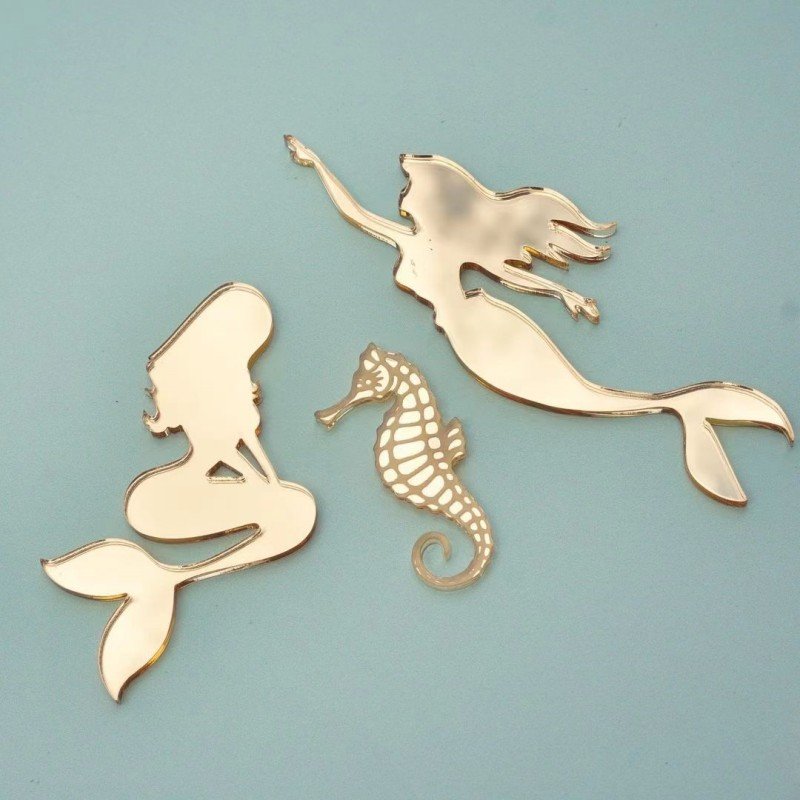 Acrylic Mermaid Fishtail Shell Starfish Seaweed Cake Decoration Party Supplies Cake Cupcake Topper