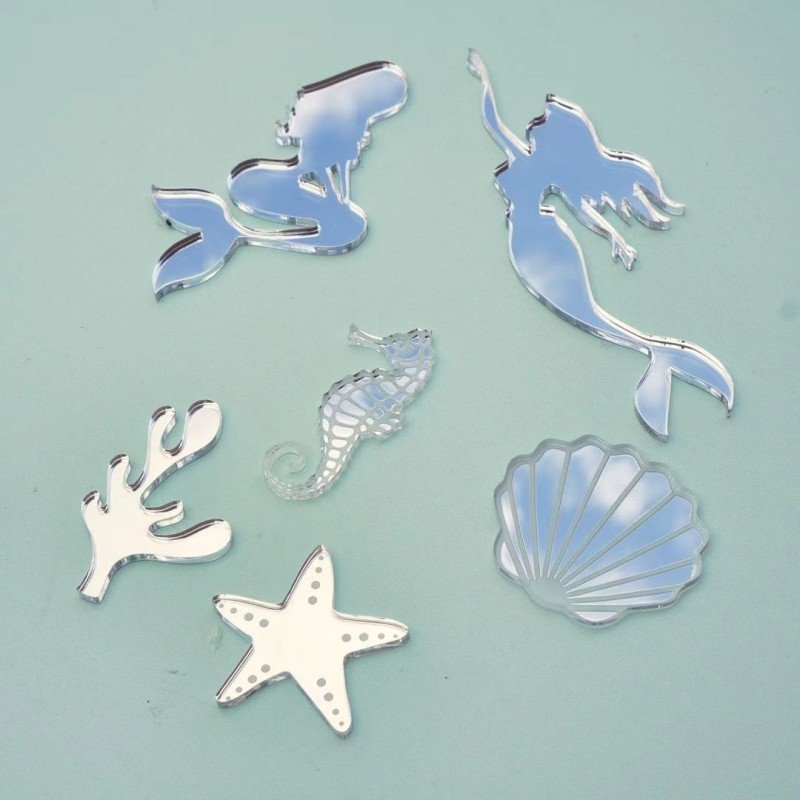 Acrylic Mermaid Fishtail Shell Starfish Seaweed Cake Decoration Party Supplies Cake Cupcake Topper