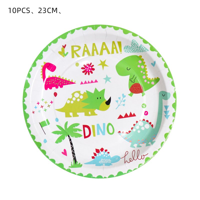 Little Green Dino Birthday Party Decorations Supply Dino Disposable Tableware Set Party Supplies