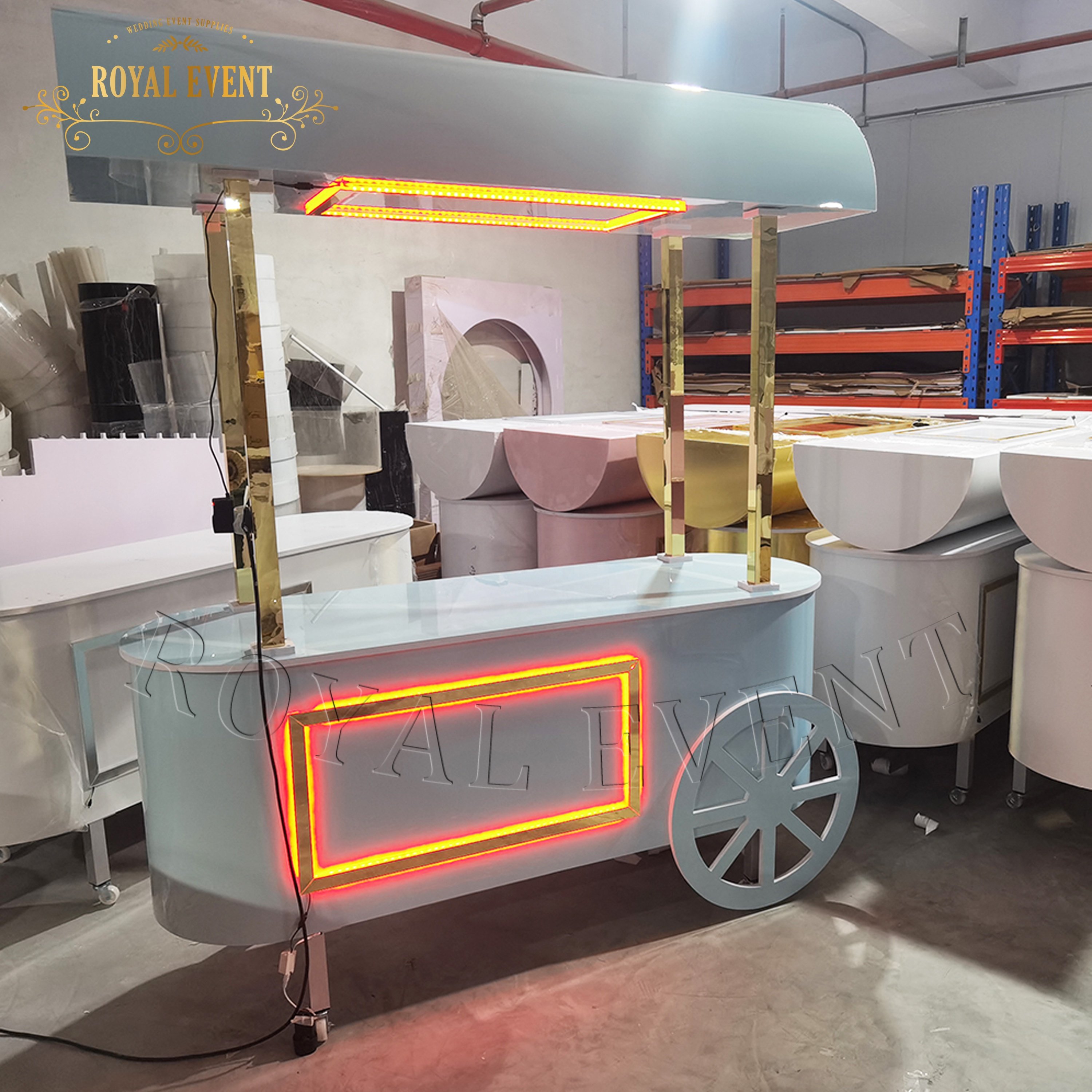 Birthday Party Candy Cart Display Wedding Cake Decoration Cotton Candy Dessert Cart with wheels