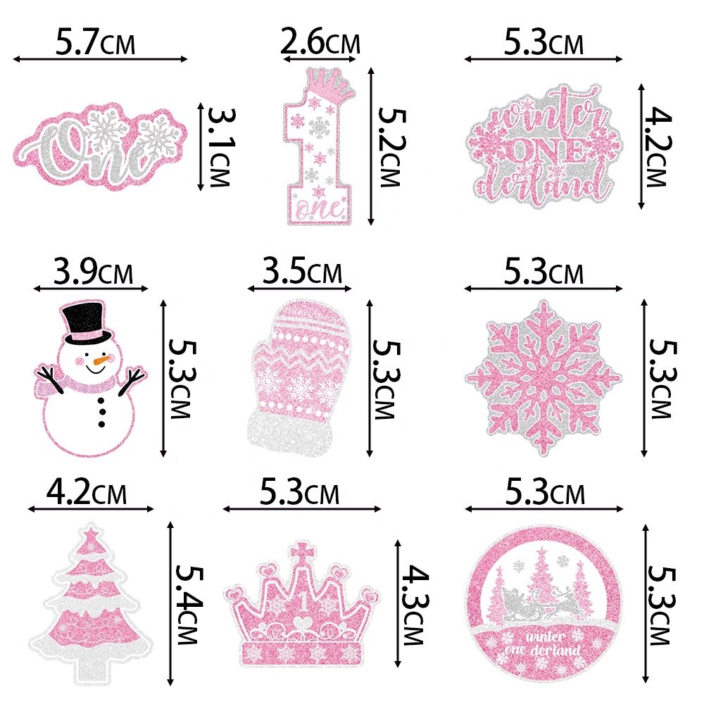 9pcs Winter Snowflake One Cupcake Toppers Party Cupcake Picks Snowflake Theme Baby Shower First Birthday Party Cake Decorations