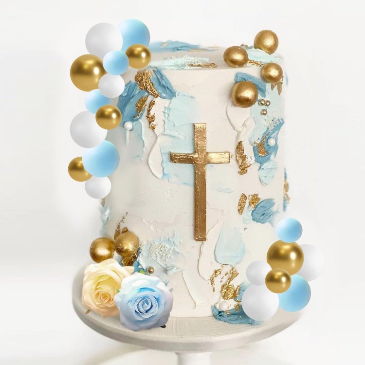 Blue Baby Boy Crosee Cake Decoration for Baptism Party Favors Party Supplies Decoration