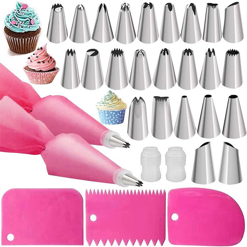 Stainless Steel Cake Piping Nozzle and Pastry Bag Cake Cream Decerating Nozzle Set