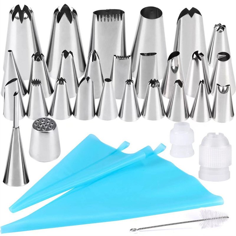 Stainless Steel Cake Piping Nozzle and Pastry Bag Cake Cream Decerating Nozzle Set