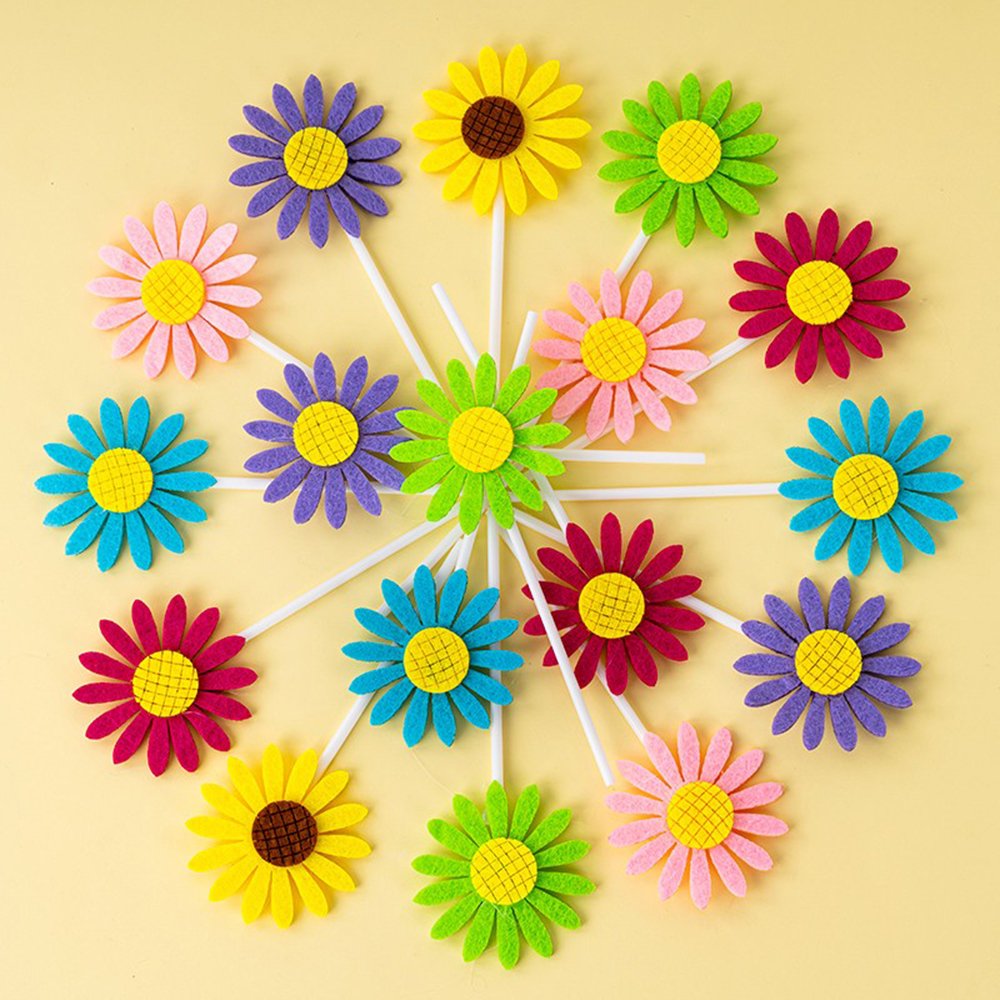 5 sets of Sunflower petal cake decoration plug-in all-match flower Floret toothpick baking card