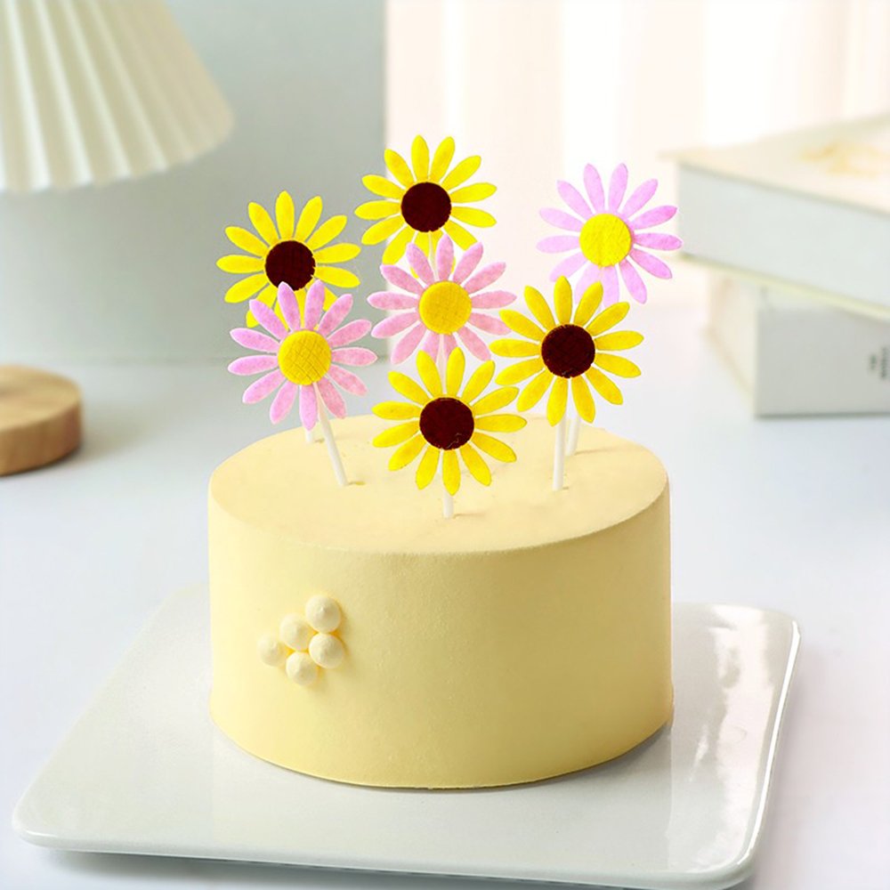 5 sets of Sunflower petal cake decoration plug-in all-match flower Floret toothpick baking card