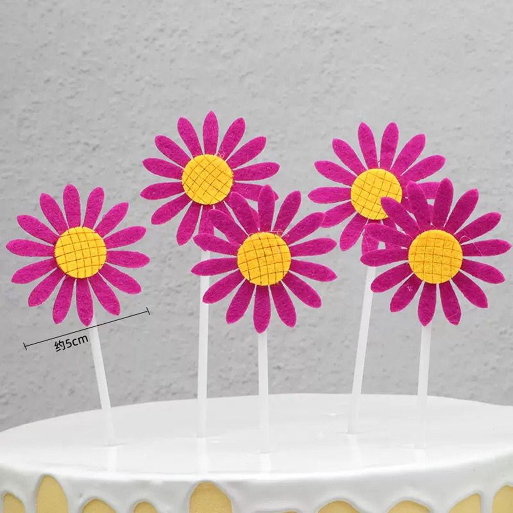5 sets of Sunflower petal cake decoration plug-in all-match flower Floret toothpick baking card