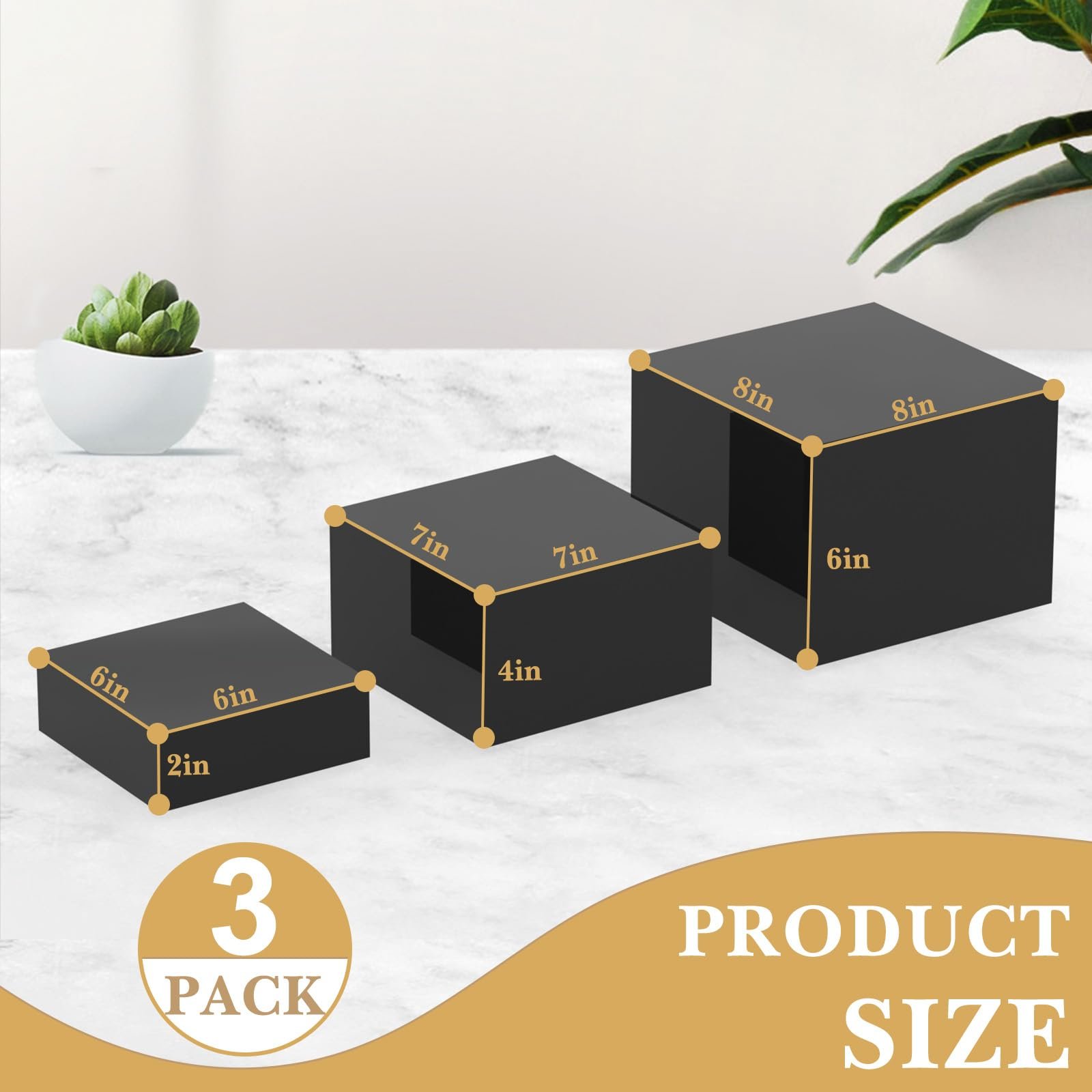Factory wholesale Set of 3 Square Food Display Set Dessert Table Acrylic Display Boxes Cube Riser for cake decorating supplies
