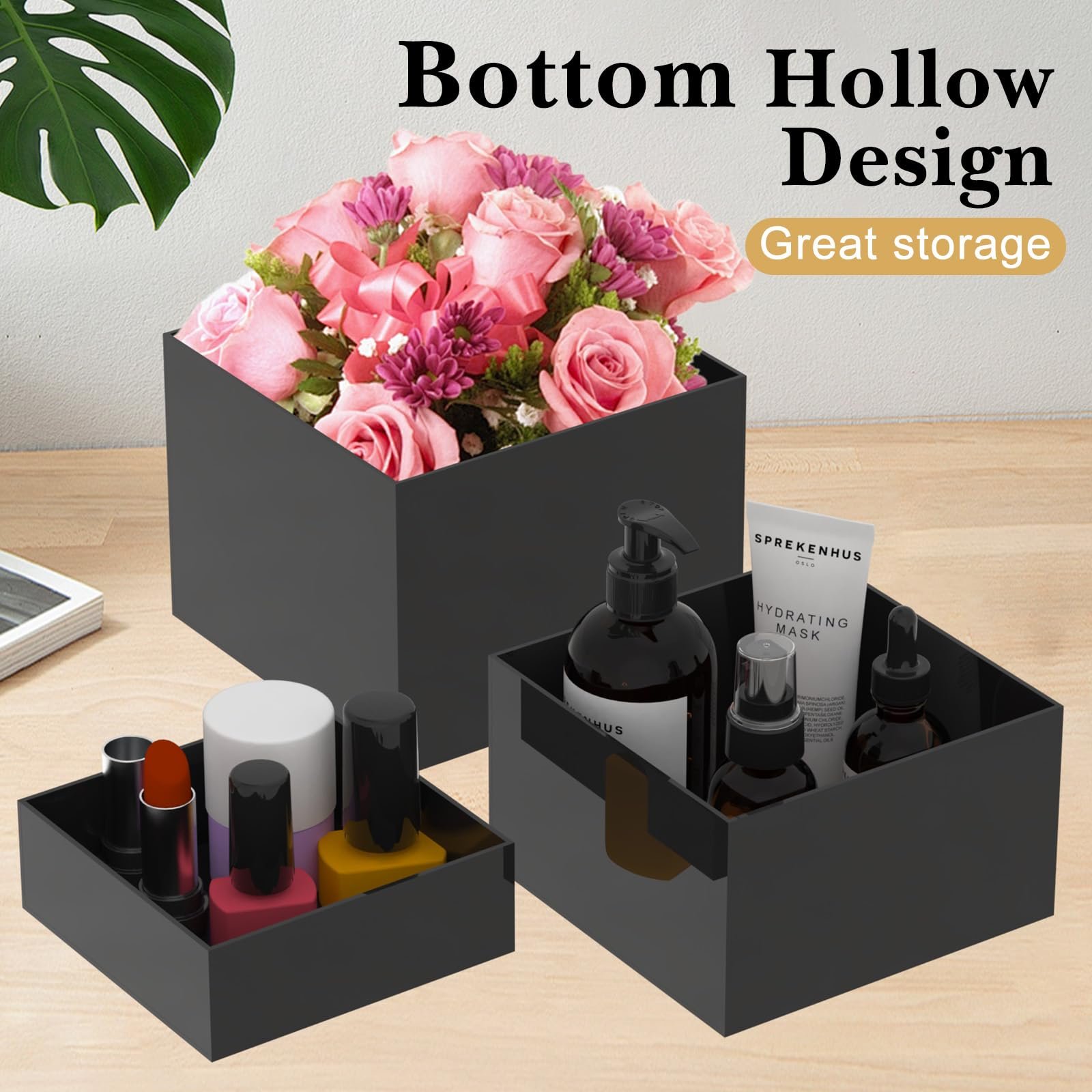 Factory wholesale Set of 3 Square Food Display Set Dessert Table Acrylic Display Boxes Cube Riser for cake decorating supplies