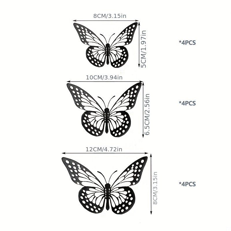Hollow butterfly 3D hollow metal butterfly wall decoration home living room three-dimensional butterfly decoration