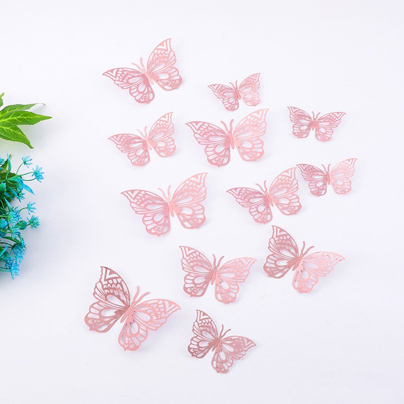 Fashion Beautiful 3D Hollow Paper Butterfly Wall Sticker 3d Butterfly Wall Decal Wedding Party Decoration Background Butterflies