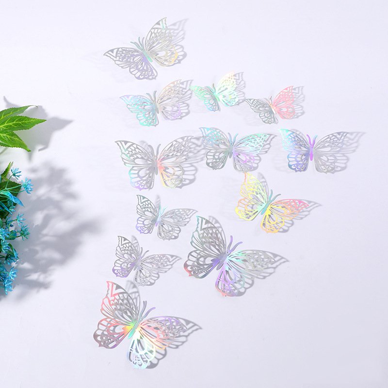 Fashion Beautiful 3D Hollow Paper Butterfly Wall Sticker 3d Butterfly Wall Decal Wedding Party Decoration Background Butterflies