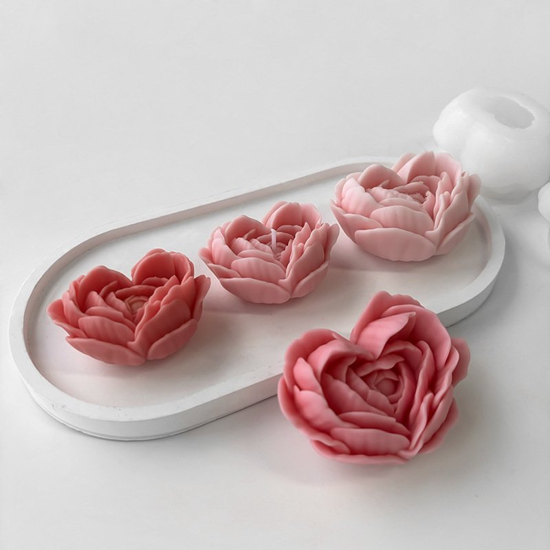 Candle Moulds 3D Love Flower Silicon Molds For Candles Heart Rose Relief Soap Gypsum Resin Making Kit Molde De Vela Candle Molds