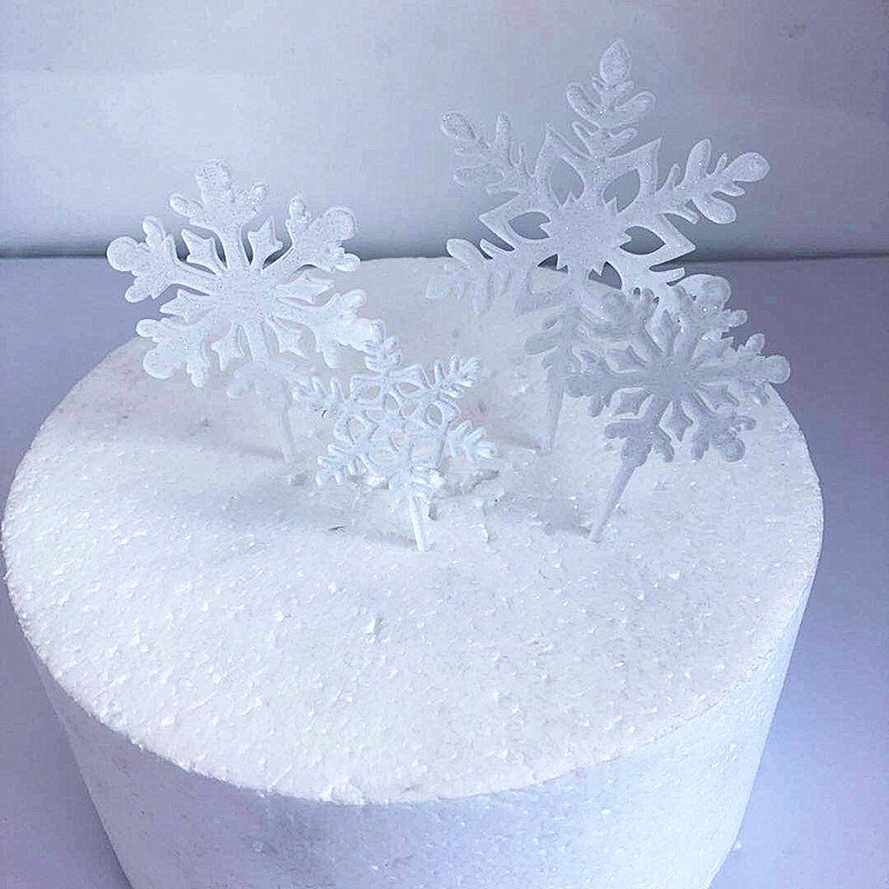 Hstyle Snowflakes Cupcake Toppers Acrylic Xmas Frozen Birthday Cupcake Dessert Toppers Decoration Christmas Party Supplies