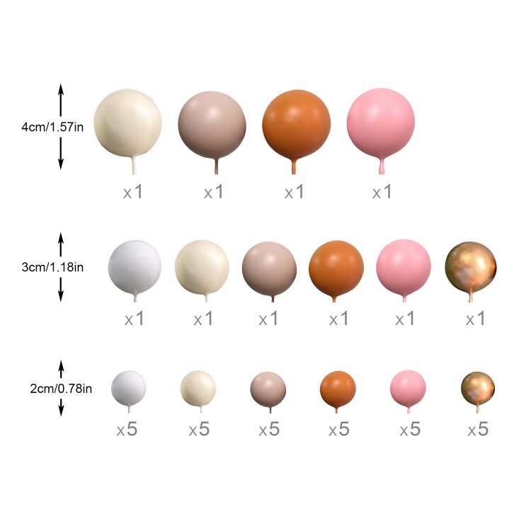 Apricot Ball Shaped Cake Topper Pearl Balls Cupcake Cake Insert Topper for Birthday Party Wedding Decoration Supplies