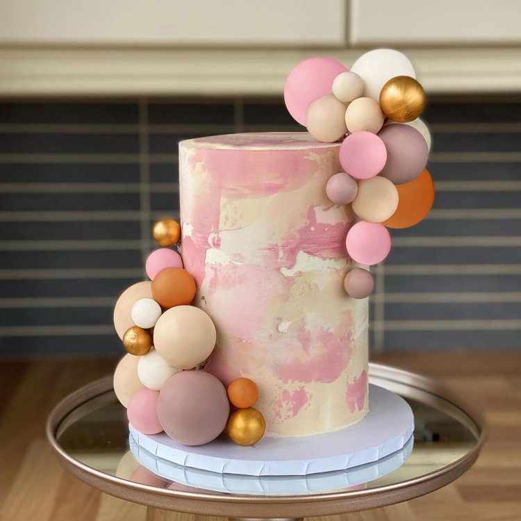Apricot Ball Shaped Cake Topper Pearl Balls Cupcake Cake Insert Topper for Birthday Party Wedding Decoration Supplies