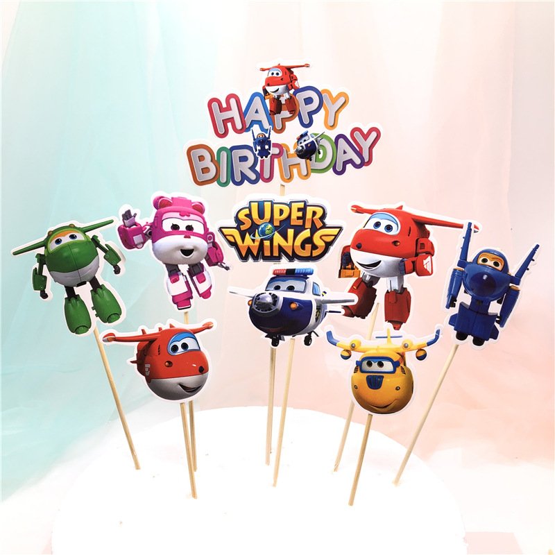 Cartoon character Balloon paper Cake Topper for Kid children baby Birthday Party Dessert Decoration wholesale supplies