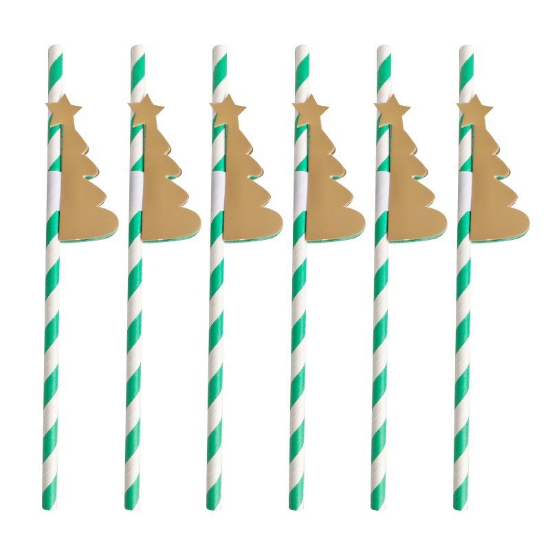 Ychon happy new year Christmas tree straws handmade cake toppers for Xmas celebration
