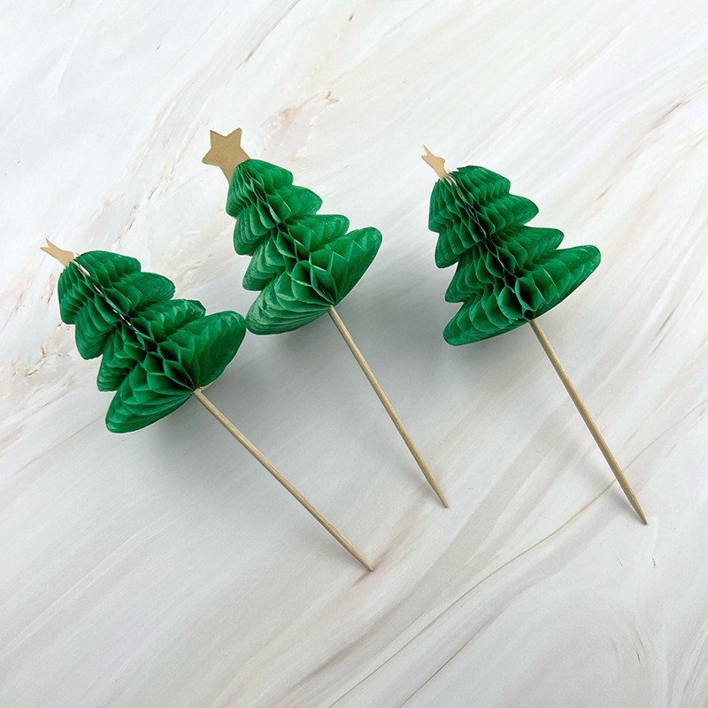 Ychon happy new year Christmas tree straws handmade cake toppers for Xmas celebration