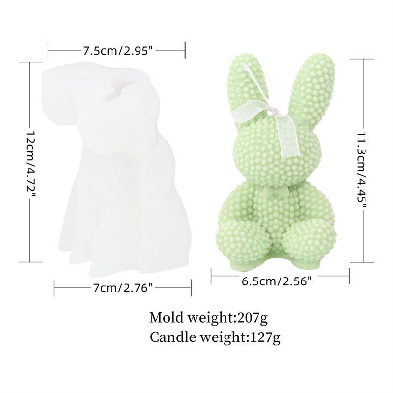 3D Beaded Bear Candle Mold Diy Pearl Rabbit Scented Candle Plaster Easter Bunny Aesthetic Cake Decoration for Easter Gifts