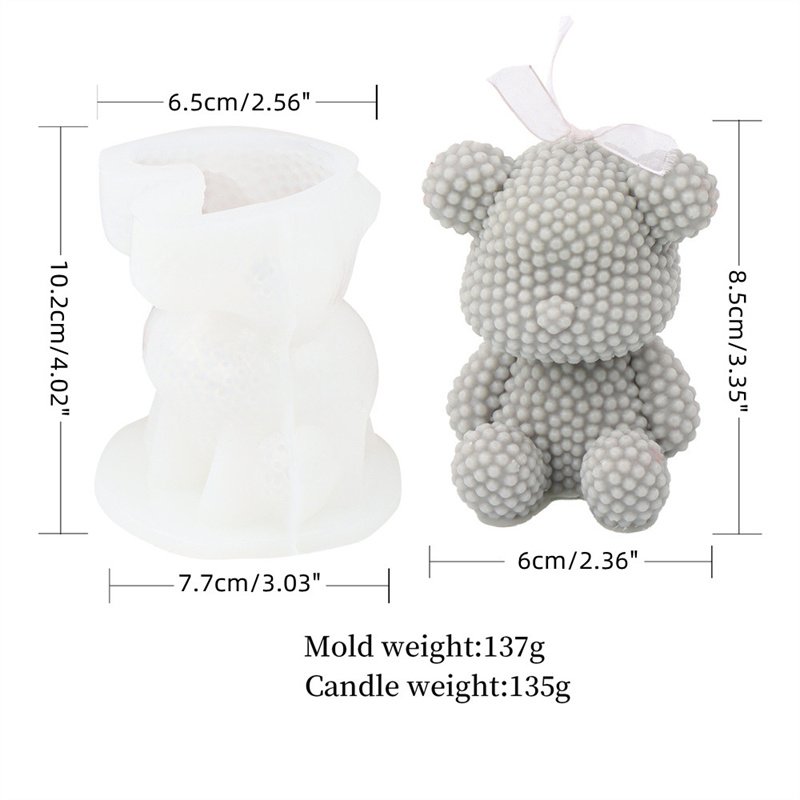 3D Beaded Bear Candle Mold Diy Pearl Rabbit Scented Candle Plaster Easter Bunny Aesthetic Cake Decoration for Easter Gifts