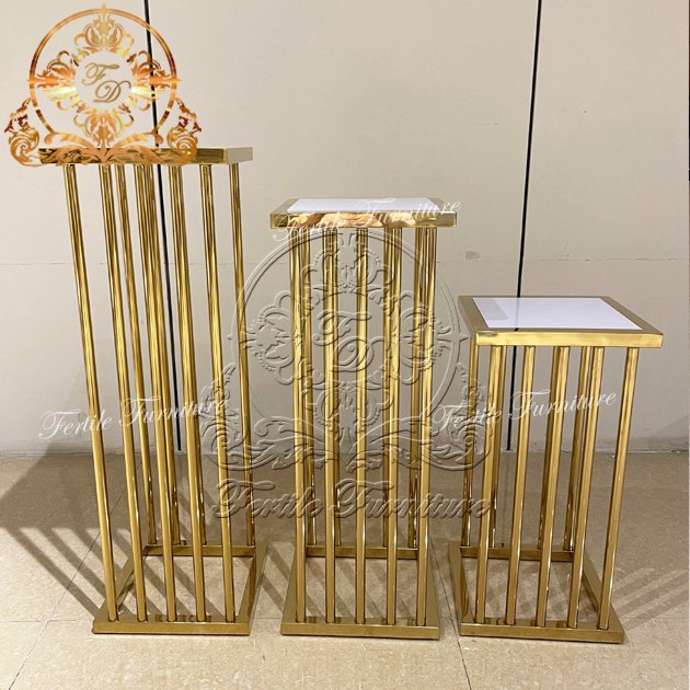 Square Stainless Steel Wedding Pillar Cake Table For Party Event