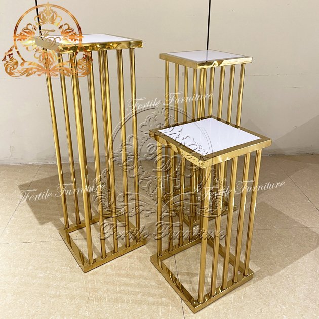 Square Stainless Steel Wedding Pillar Cake Table For Party Event