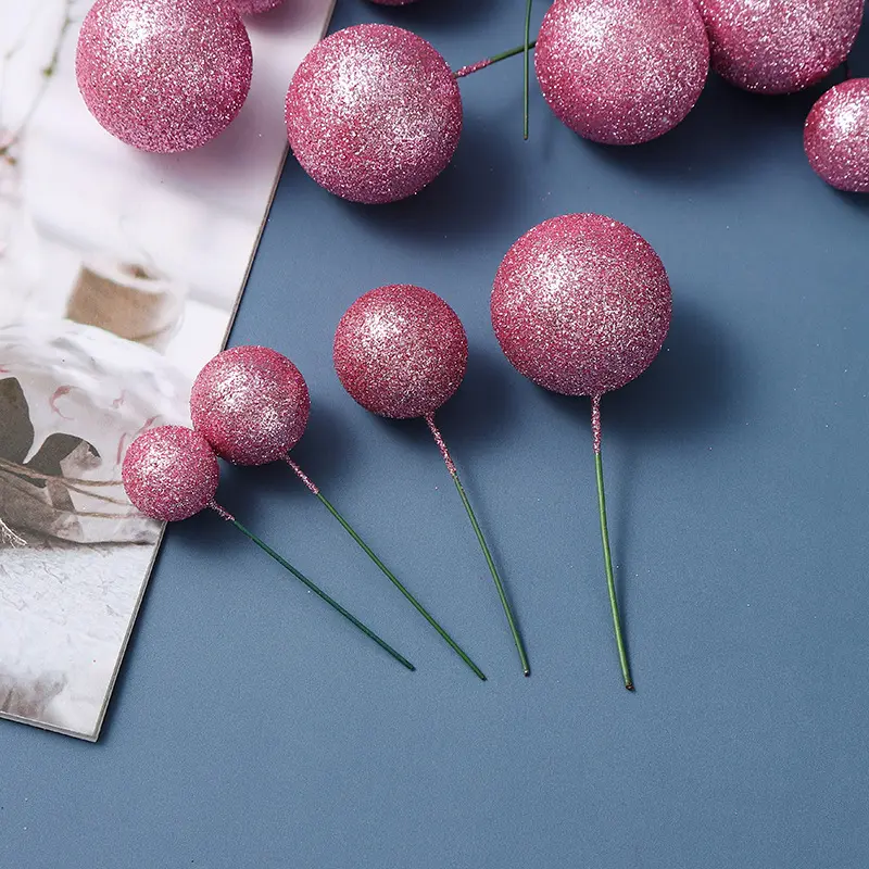 Glitter Foam Balls Happy Birthday Cake Decoration Happy Birthday Cake Topper Faux Ball for Birthday Cake Decoration