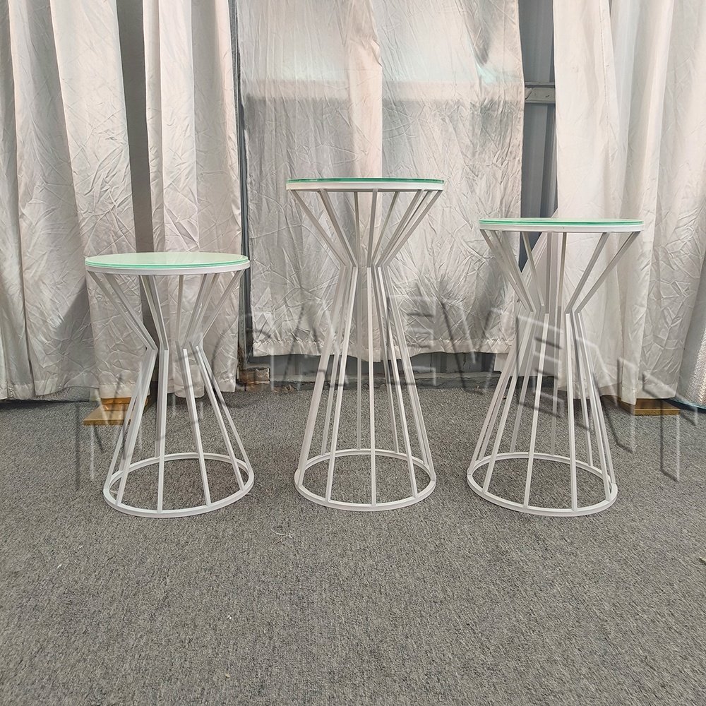 Factory cheap party supplies cake stand set wedding decoration stainless steel cake display plinths cylinder dessert stands