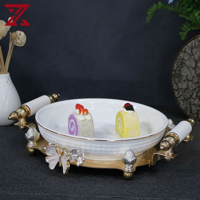 Factory direct supply round fruit plate cake dried fruit cake tray fruit snack serving platter with good quality