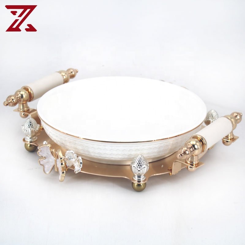 Factory direct supply round fruit plate cake dried fruit cake tray fruit snack serving platter with good quality