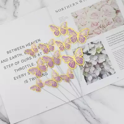 2021New butterfly theme cake decoration supplies birthday gift decoration paper butterfly wedding cupcake toppers