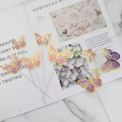 2021New butterfly theme cake decoration supplies birthday gift decoration paper butterfly wedding cupcake toppers