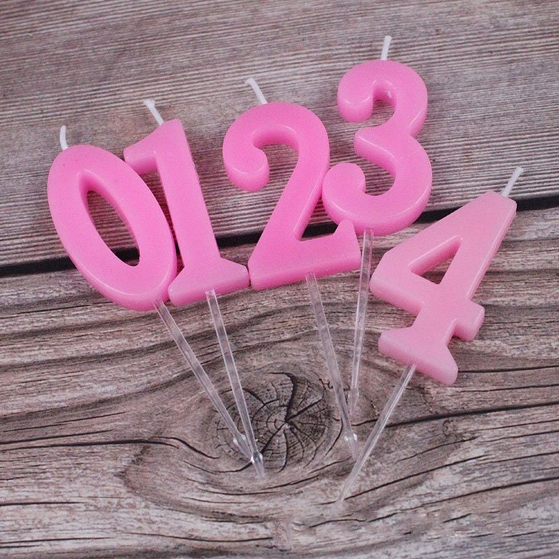Diy Pink Number Candles for Home & Wedding Decoration for Birthday Parties & Cake Accessories Cake Decorating Supplies