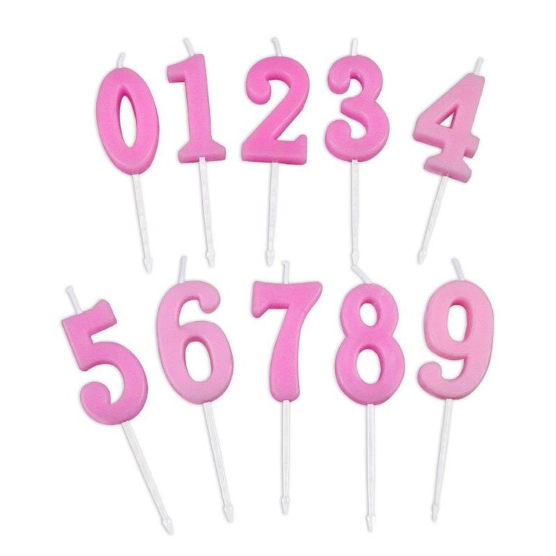 Diy Pink Number Candles for Home & Wedding Decoration for Birthday Parties & Cake Accessories Cake Decorating Supplies