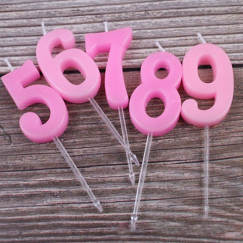 Diy Pink Number Candles for Home & Wedding Decoration for Birthday Parties & Cake Accessories Cake Decorating Supplies