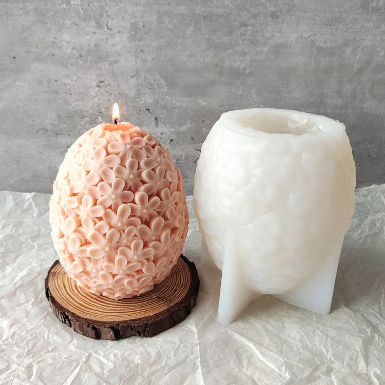 YS Egg Flower Ball Candle Silicone Plaster Mold Five-Petal Flower Oval Aromatherapy Gypsum Ice Mold Home Decor Wedding Gift Tool