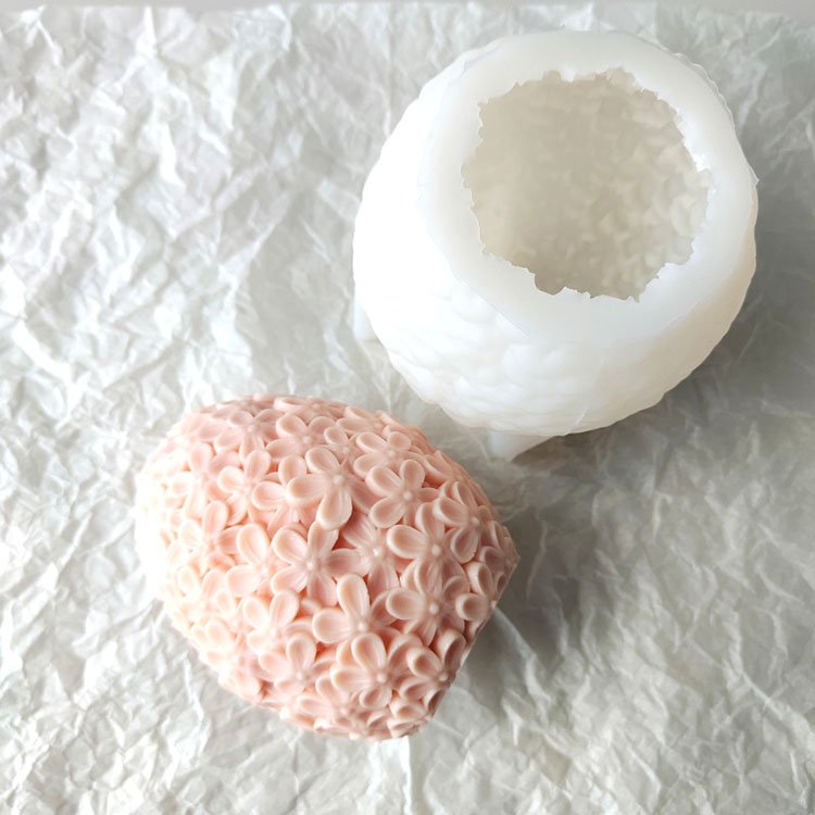 YS Egg Flower Ball Candle Silicone Plaster Mold Five-Petal Flower Oval Aromatherapy Gypsum Ice Mold Home Decor Wedding Gift Tool