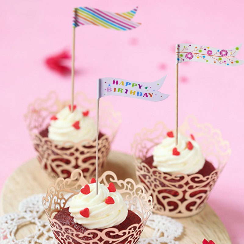 902147 12pcs Small Flag Picks 15cm birthday Festival Sticks Art Toothpicks Cupcake/Cake/Pie Toppers Party Decoration PartyMaker