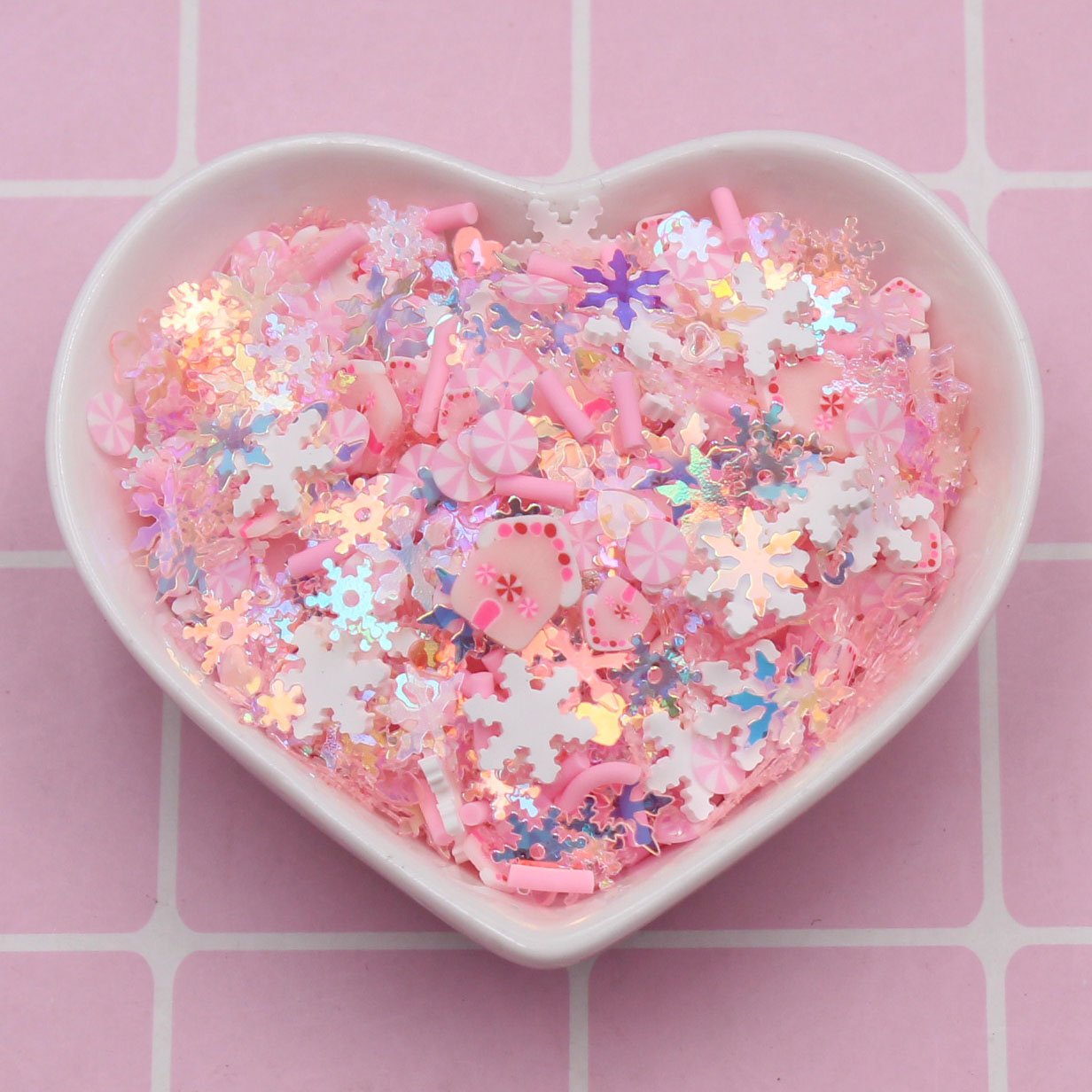 1KG/Bag Christmas Themed Snowman and Gingerbread House Mixed Candy Slices Sprinkles Snowflake Sequins for Diy Accessories