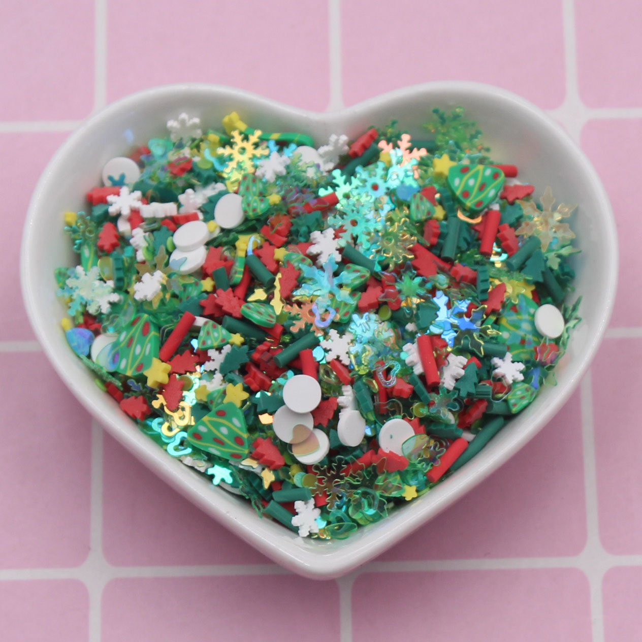 1KG/Bag Christmas Themed Snowman and Gingerbread House Mixed Candy Slices Sprinkles Snowflake Sequins for Diy Accessories