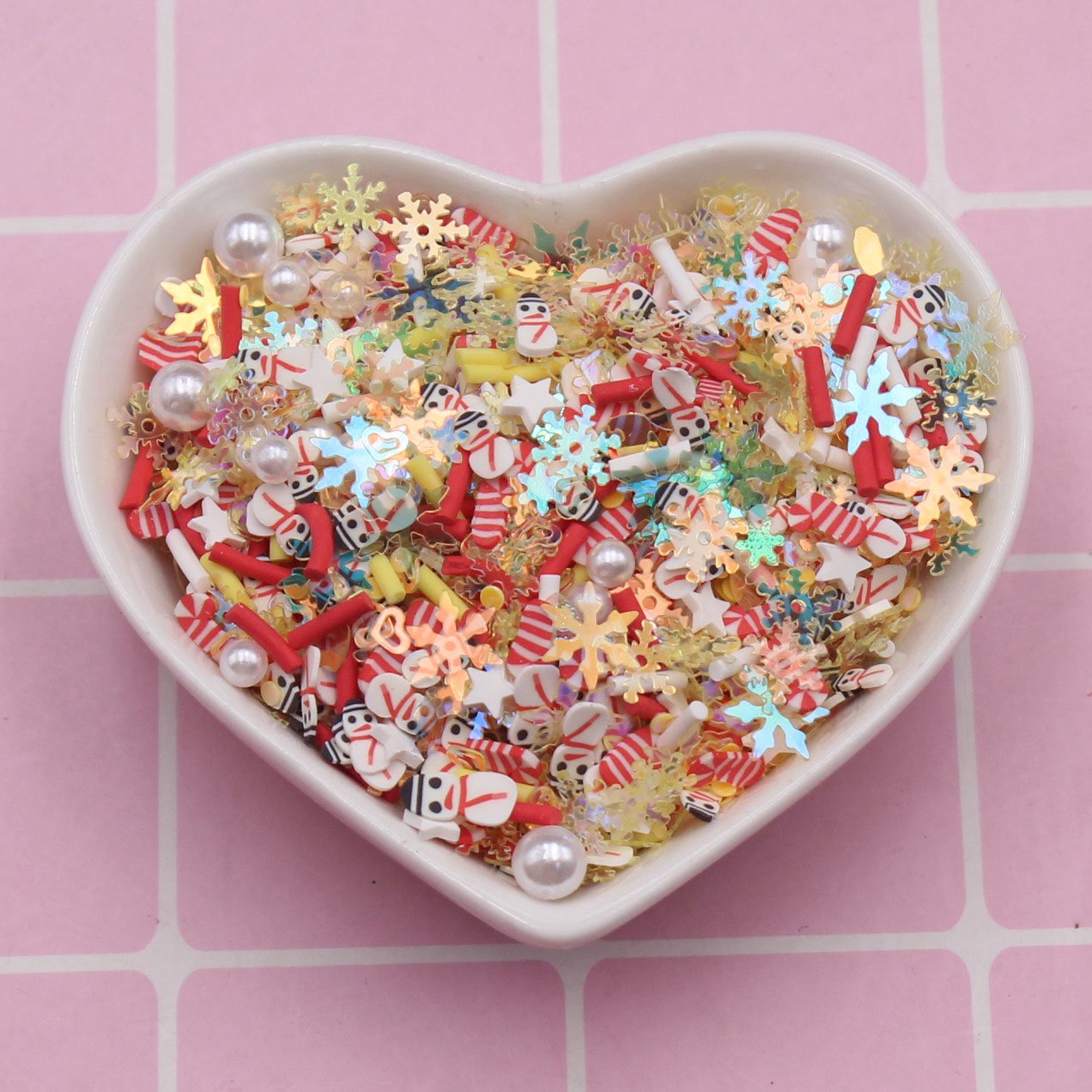 1KG/Bag Christmas Themed Snowman and Gingerbread House Mixed Candy Slices Sprinkles Snowflake Sequins for Diy Accessories