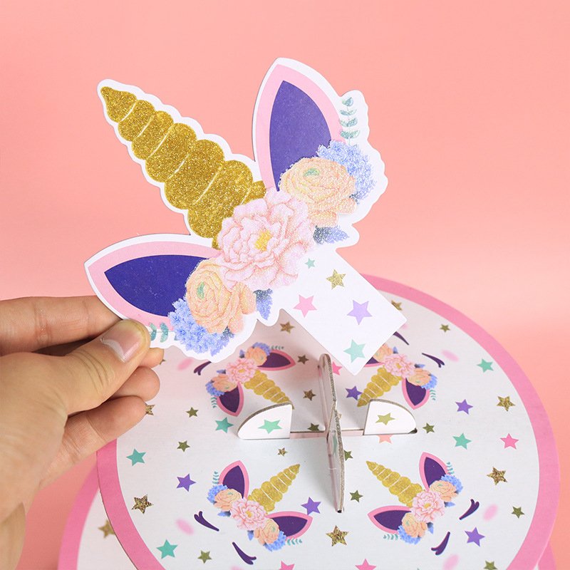3 Layer Cake Stand Unicorn Mermaid Paper Wedding Birthday Children Party Supplies Disposable Cardboard Cake Stand Display Stand