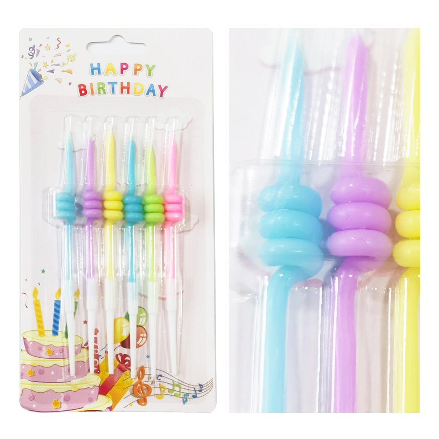 Wholesale Macaroon Color Spiral Candles Cake Decoration New Style Children's Birthday Party Supplies Christmas Baby Occasions