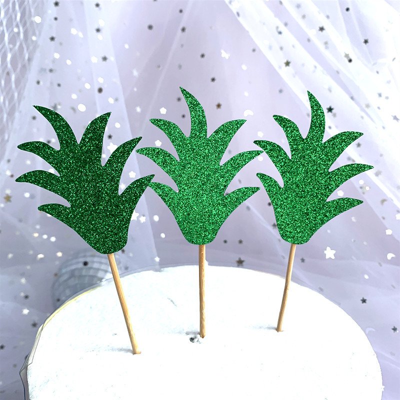 Glitter Green Shiny Gold Paper Turtle Back Leaf Cake Decorating Insert for Baking Cake Decorating